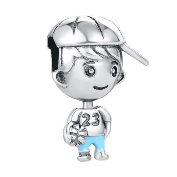 Little Boy with Basketball and Little Girl with Kitty Charms - Picture 3 of 4